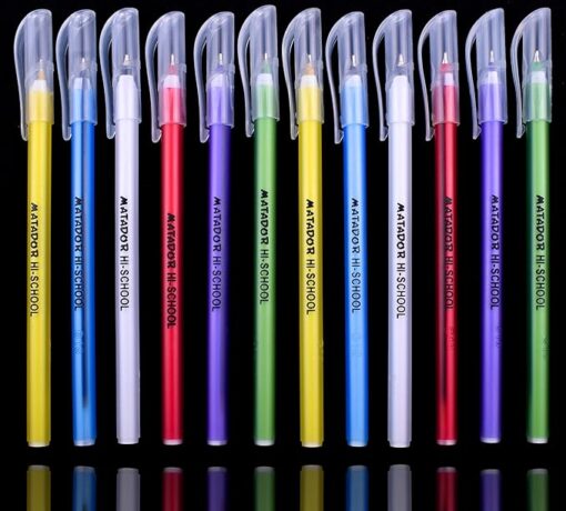 Matador Hi School Gel pens. 0.5mm 12 Pens X 2 = 24 PENS