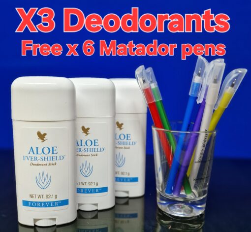 Aloe Ever Shield Deodorant x 3 Sticks -Forever Living Free 6 Matador pens