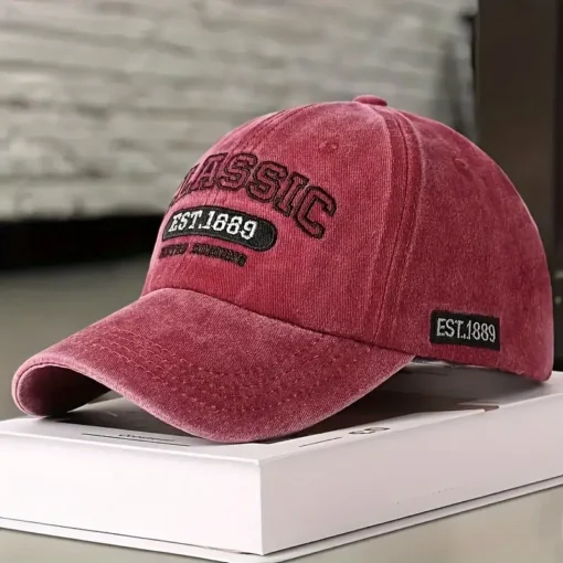 Classic Slogan Embroidery Baseball Cap (Pink )