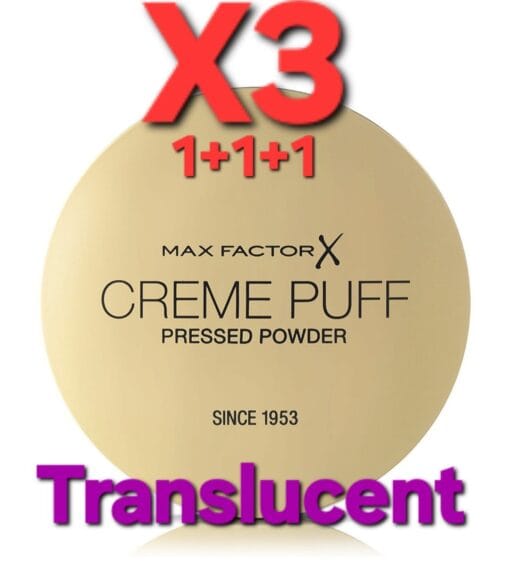 Max Factor Creme Puff Pressed Powder Compact "Translucent" 14g x 3